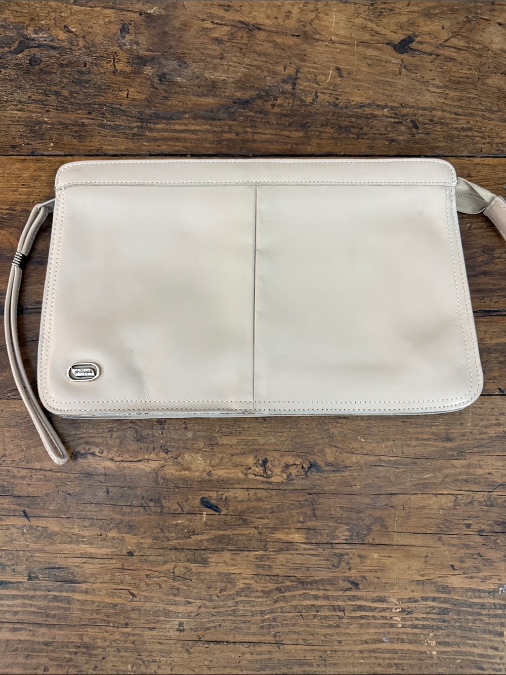 Phillippe Tan Leather Vintage Clutch 11x7"